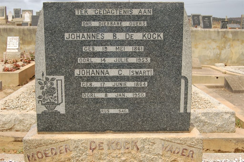 KOCK Johannes B., de 1861-1953 &amp; Johanna C. SWART 1864-1950