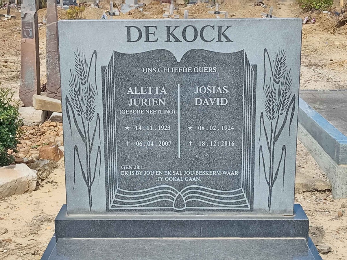KOCK Josias David, de 1924-2016 &amp; Aletta Jurien NEETLING 1923-2007