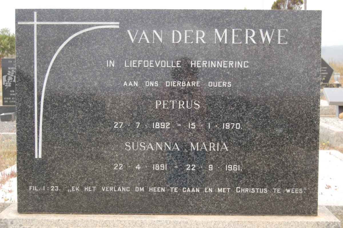 MERWE Petrus, van der 1892-1970 &amp; Susanna Maria 1891-1961