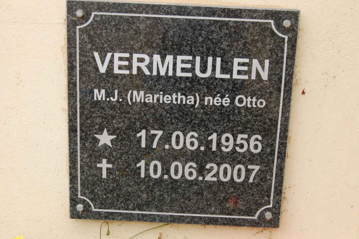 VERMEULEN M.J. nee OTTO 1956-2007