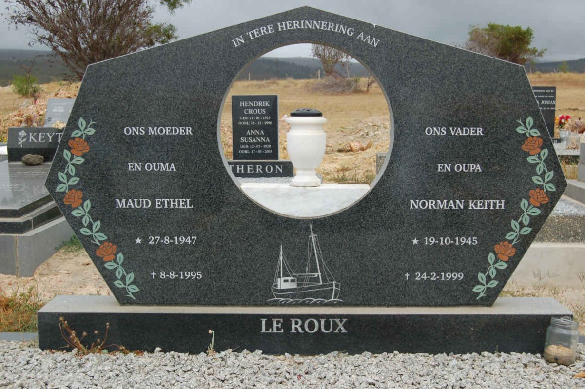 ROUX Norman Keith, le 1945-1999 &amp; Maud Ethel 1947-1995