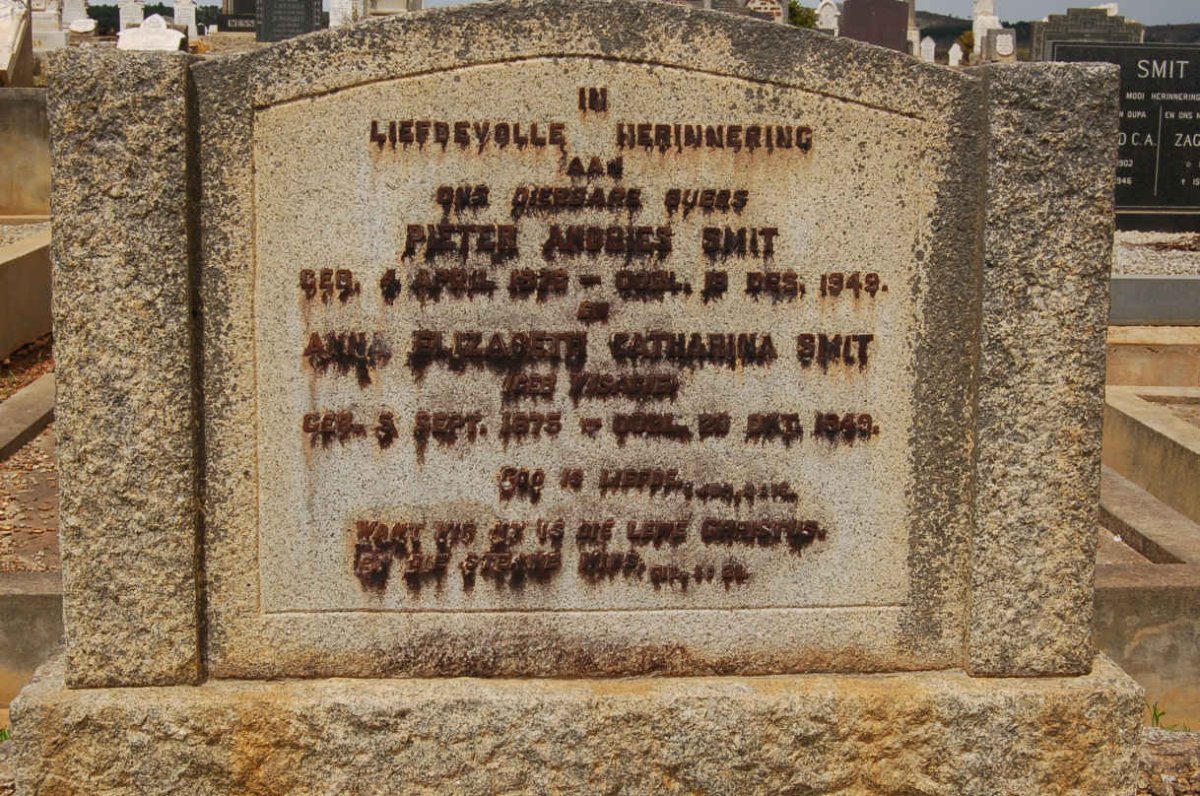 SMIT Pieter Andries 187?-1949 &amp; Anna Elizabeth Catharina VISAGIE 1875-1949