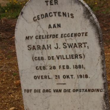 SWART Sarah J. nee DE VILLIERS 1881-1918