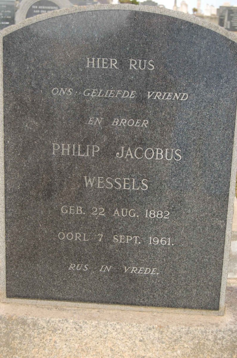 WESSELS Philip Jacobus 1882-1961