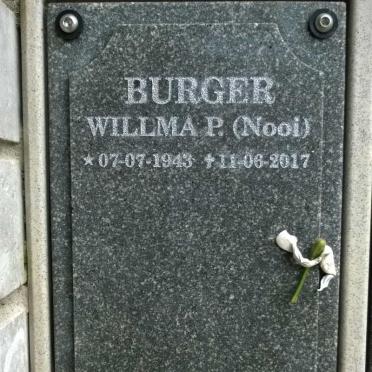 BURGER Willma P. 1943-2017