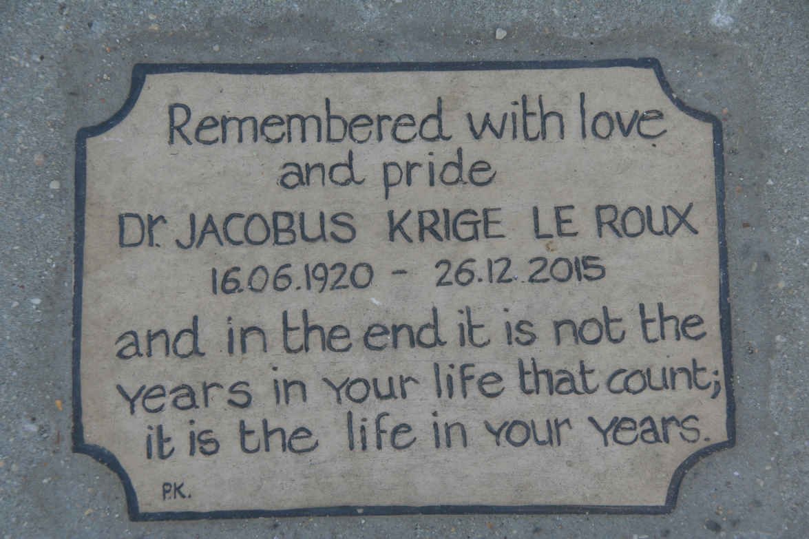 ROUX Jacobus Krige, le 1920-2015