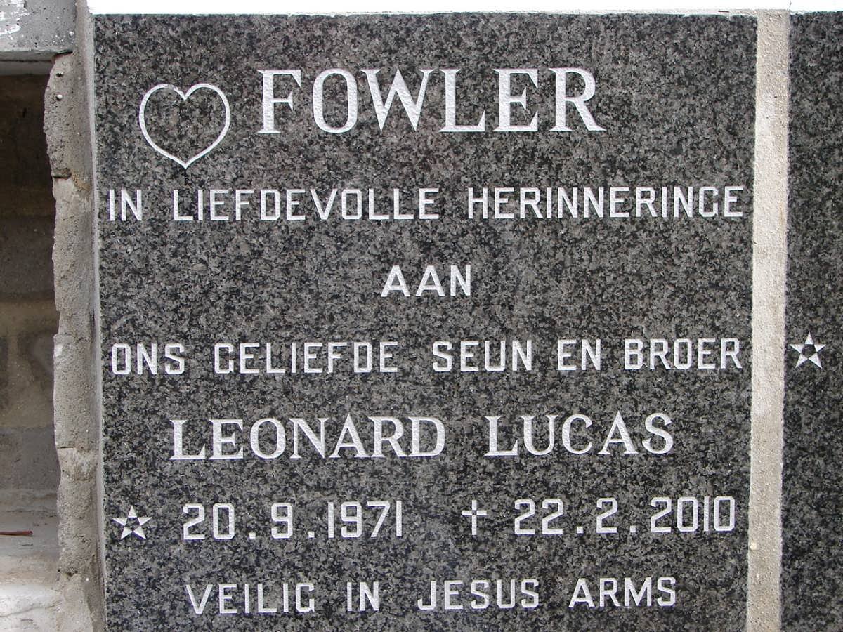 FOWLER Leonard Lucas 1971-2010