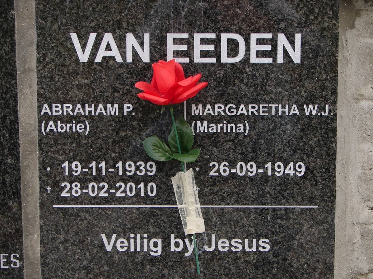 EEDEN Abraham P., van 1939-2010 &amp; Margaretha W.J. 1949-