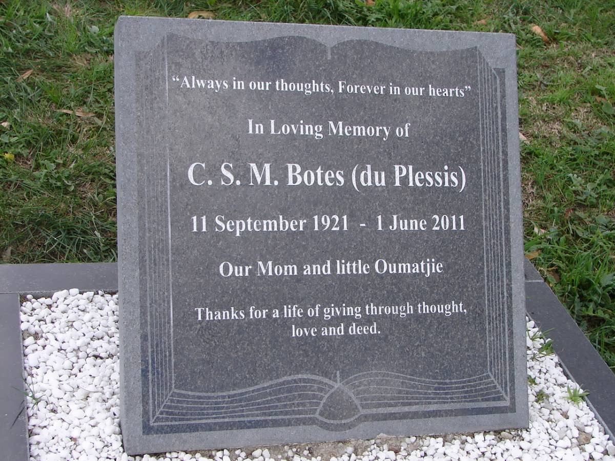 BOTES C.S.M. nee DU PLESSIS 1921-2011