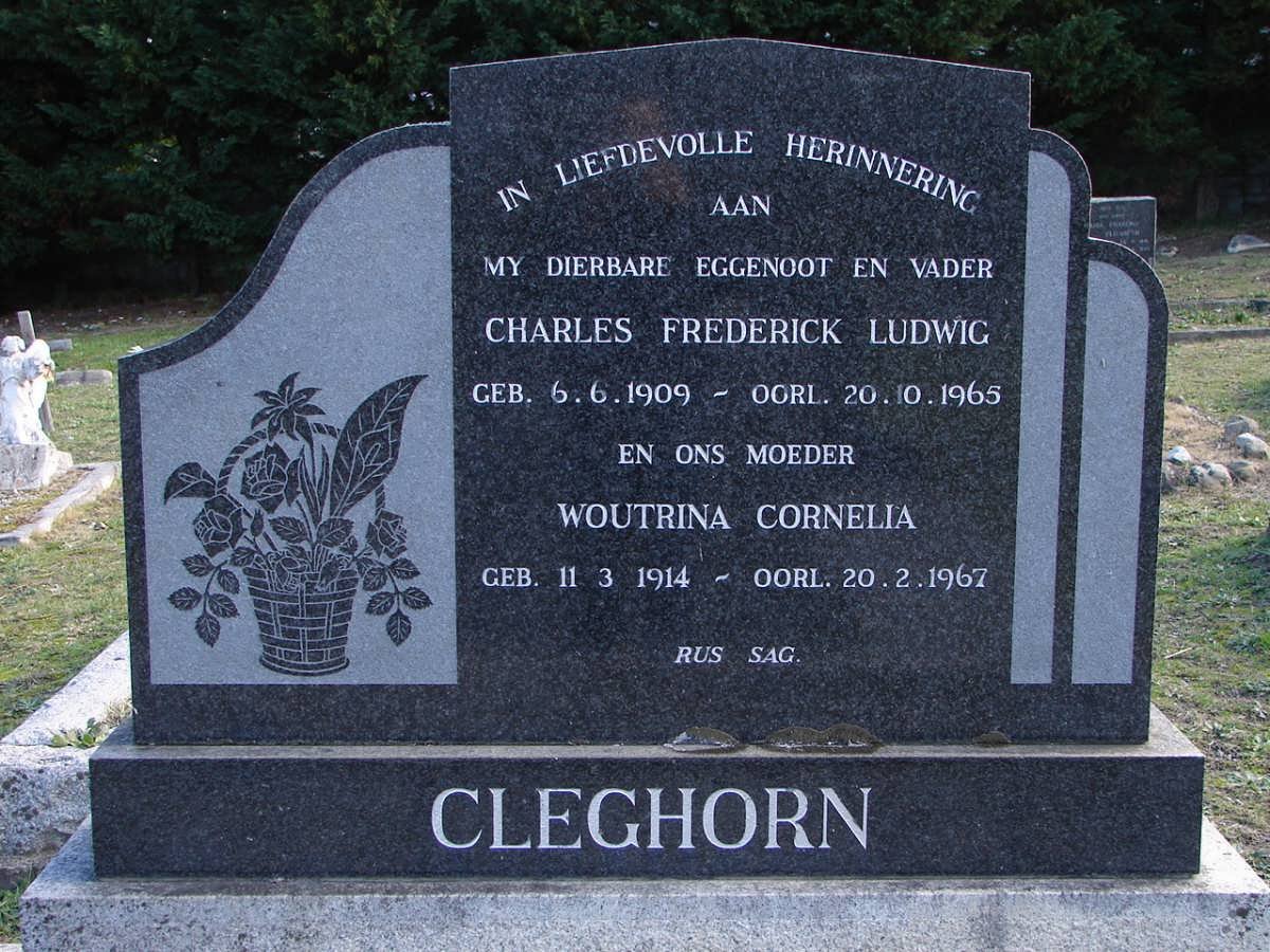 CLEGHORN Charles Frederick Ludwig 1909-1965 &amp; Woutrina Cornelia 1914-1967
