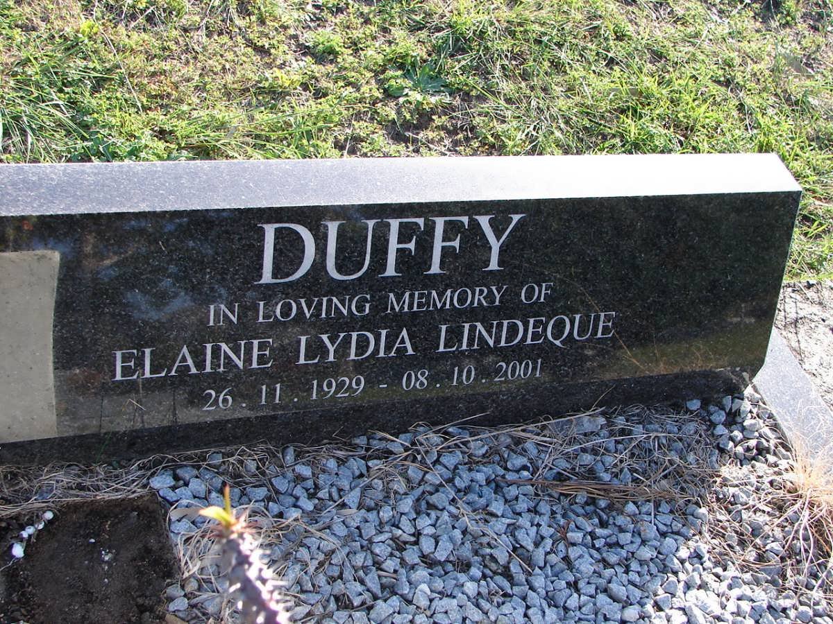 DUFFY Elaine Lydia nee LINDEQUE 1929-2001