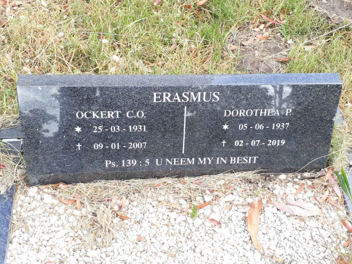 ERASMUS Ockert C.O. 1934-2007 &amp; Dorothea P. 1937-2019