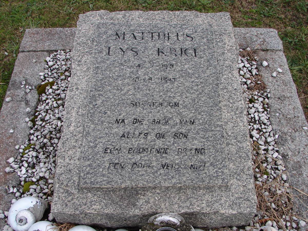 KRIGE Mattheus Uys 1910-1987
