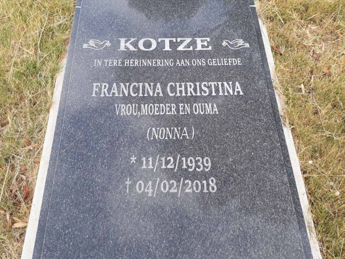 KOTZE Francina Christina 1939-2018