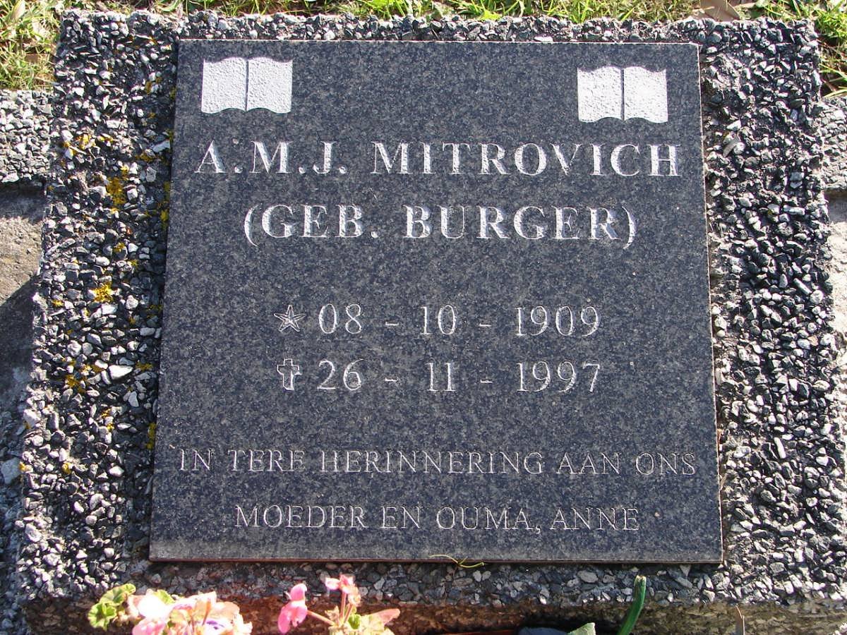 MITROVICH A.M.J. nee BURGER 1909-1997