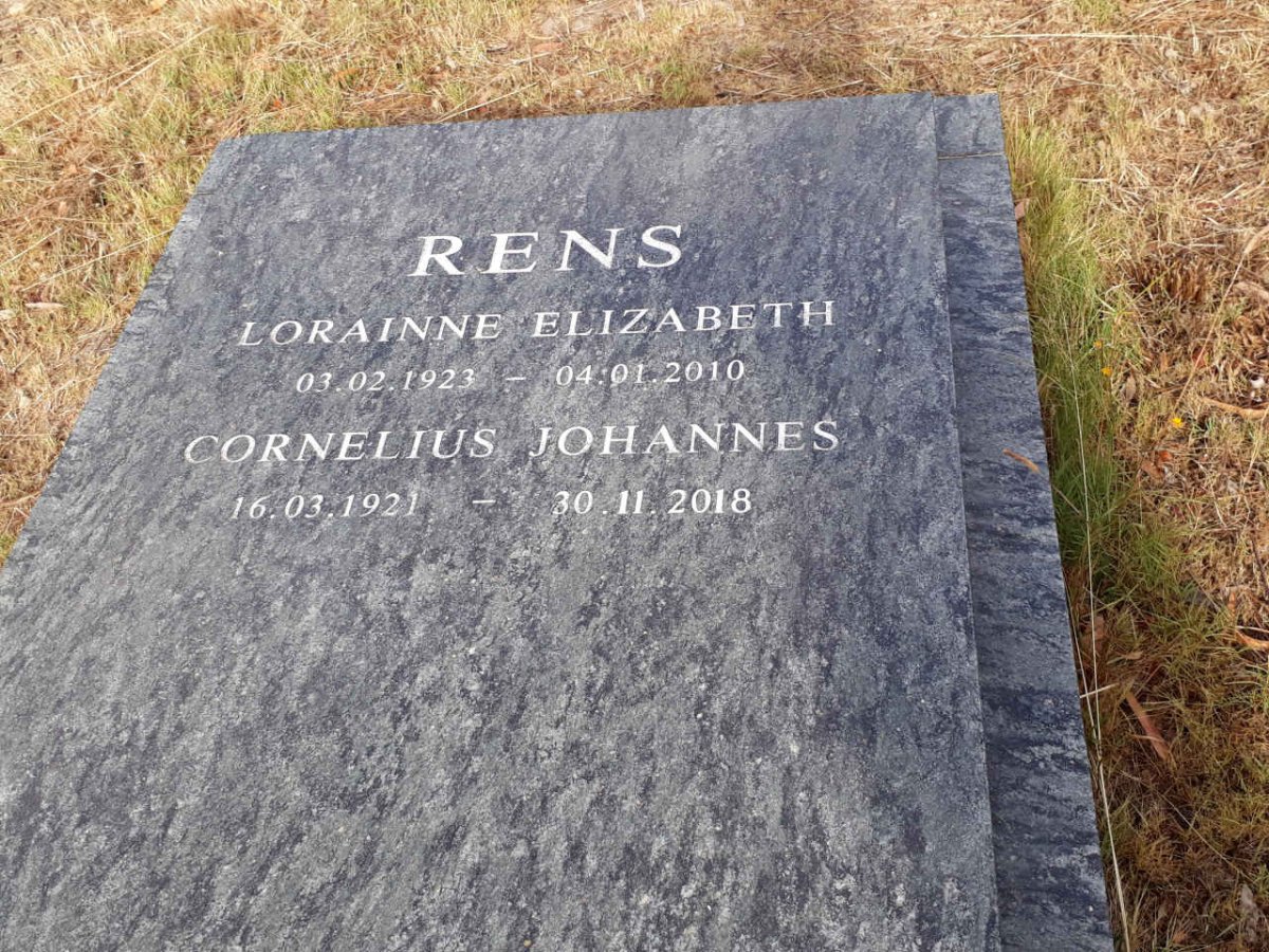 RENS Cornelius Johannes 1921-2018 &amp; Lorainne Elizabeth 1923-2010