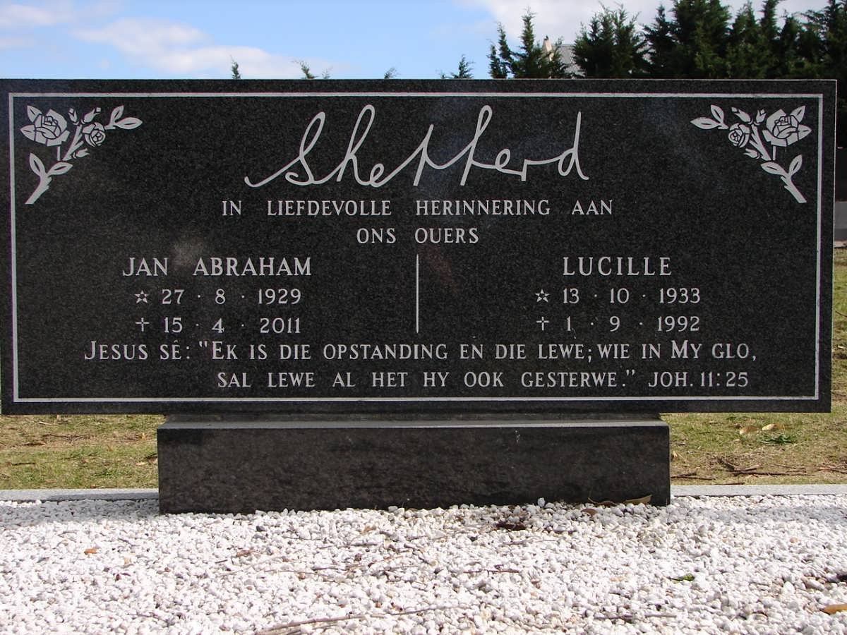 SHEPPERD Jan Abraham 1929-2011 &amp; Lucille 1933-1992