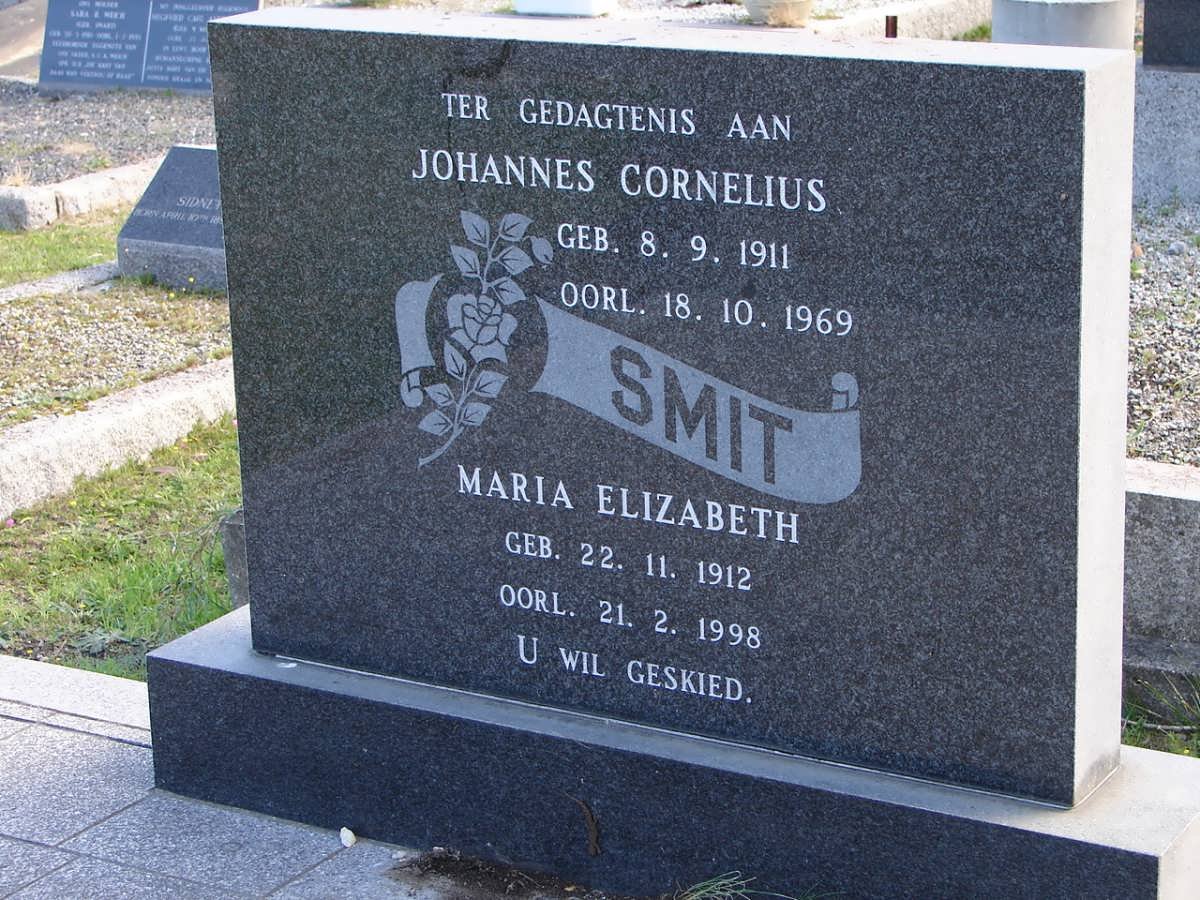 SMIT Johannes Cornelius 1911-1969 &amp; Maria Elizabeth 1912-1998