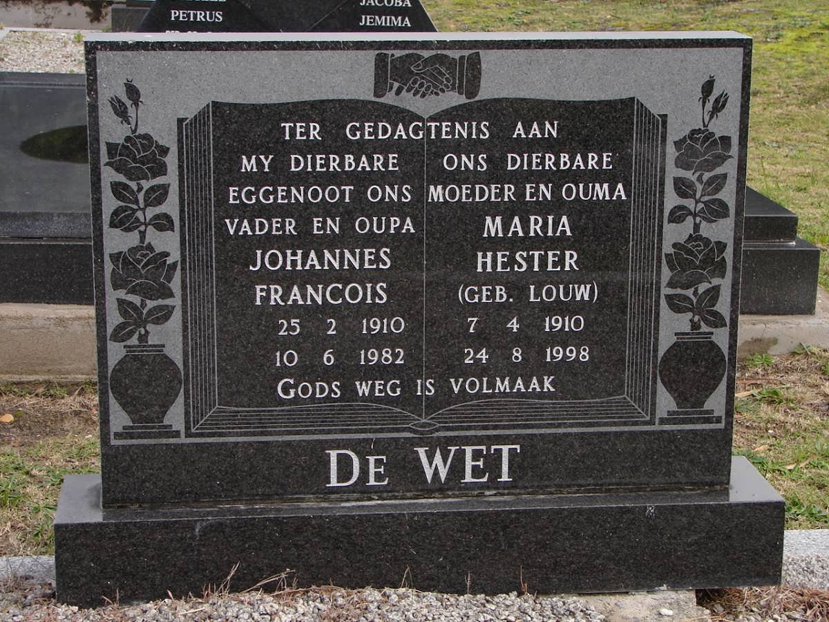 WET Johannes Francois, de 1910-1982 &amp; Maria Hester LOUW 1910-1998
