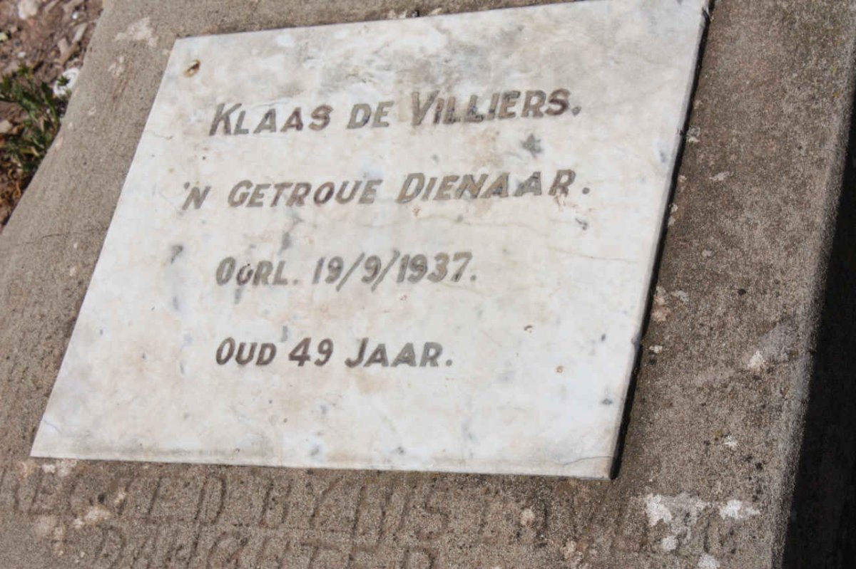 VILLIERS Klaas, de -1937