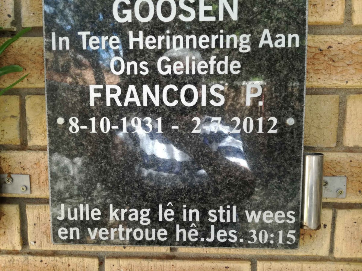 GOOSEN Francois P. 1931-2012