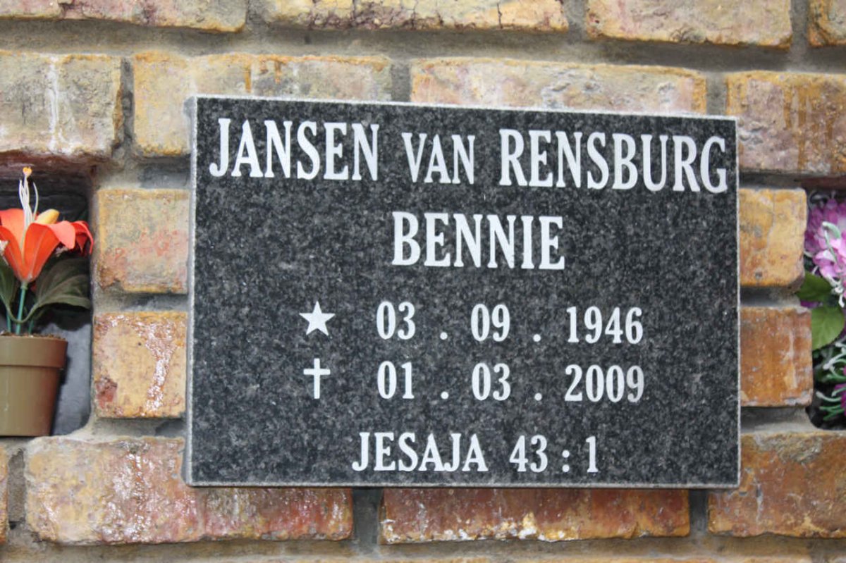 RENSBURG Bennie, Jansen van 1946-2009