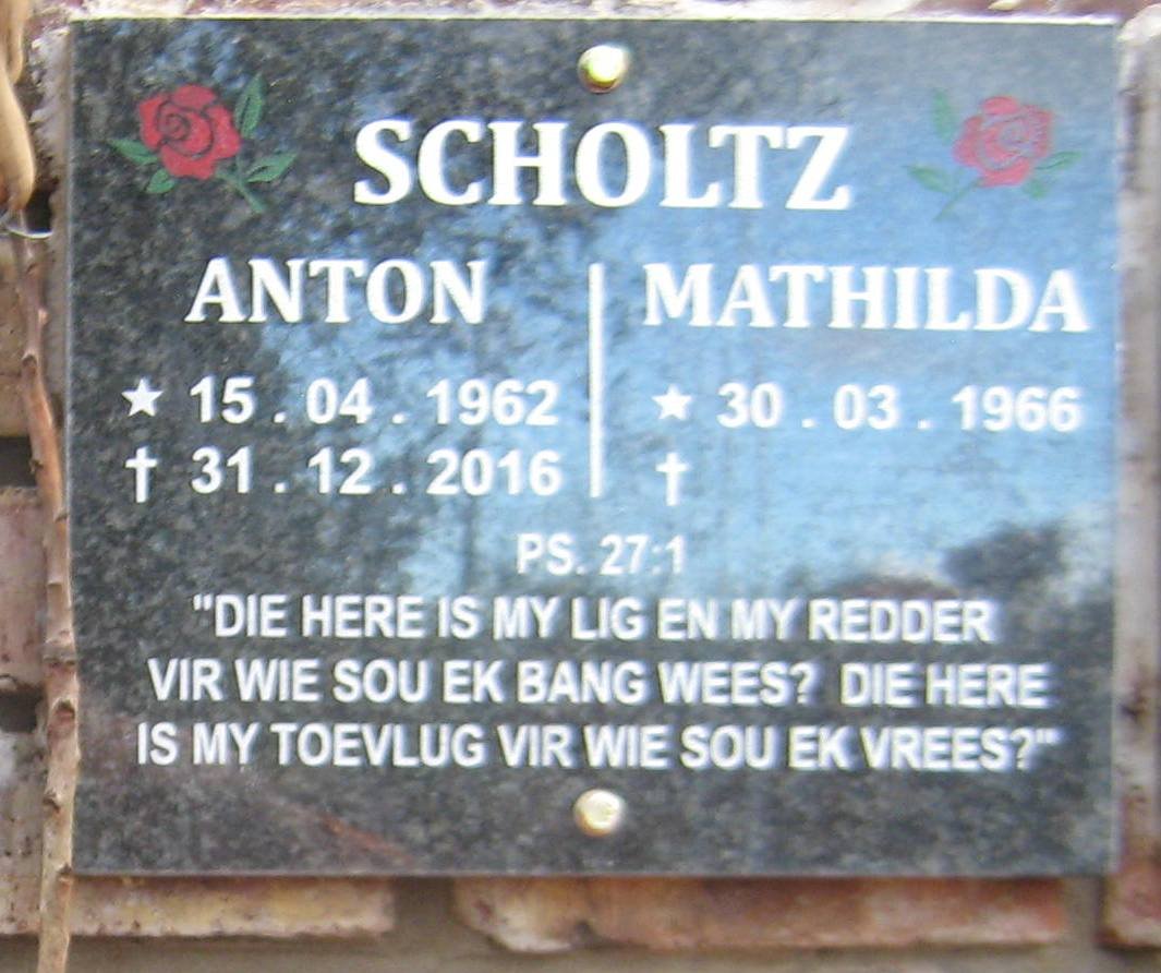 SCHOLTZ Anton 1962-2016 &amp; Mathilda 1966-