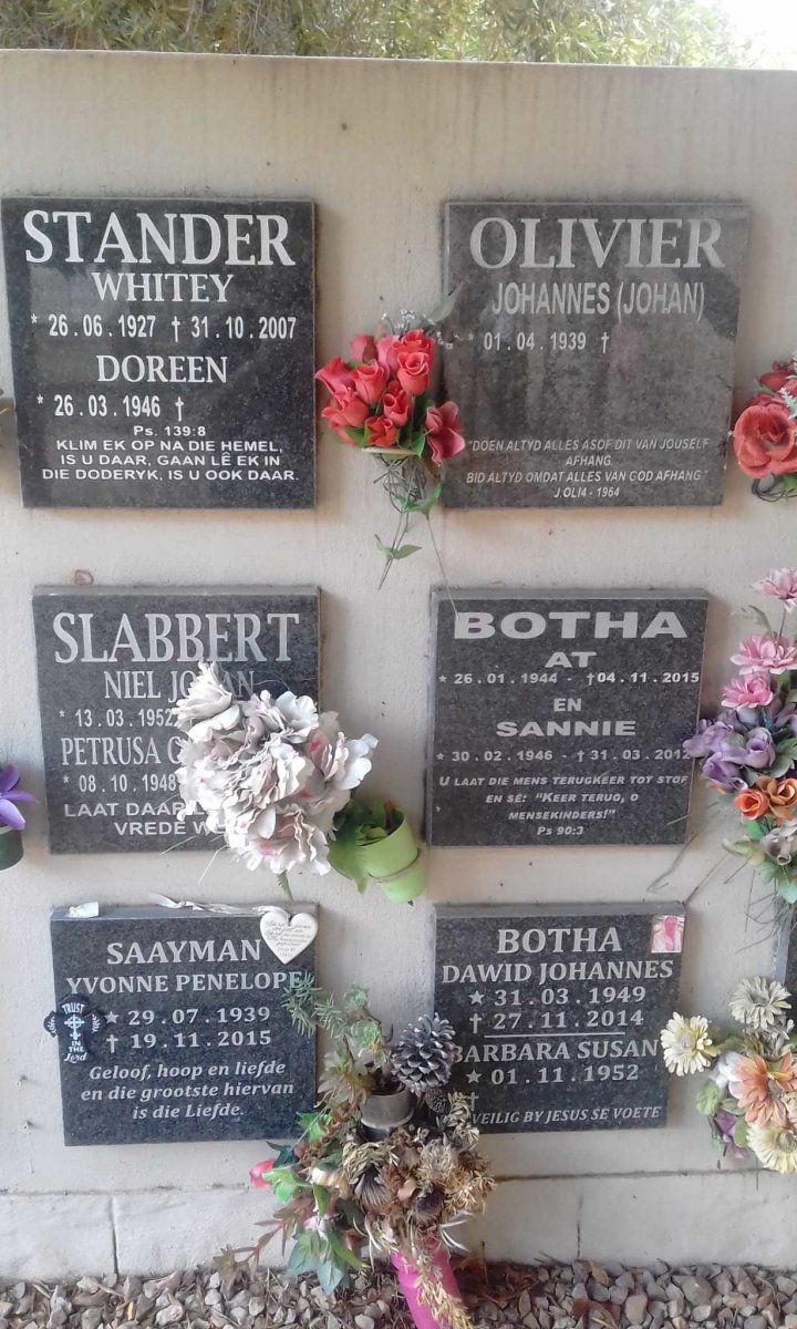 STANDER Whitey 1927-2007 &amp; Doreen 1946-