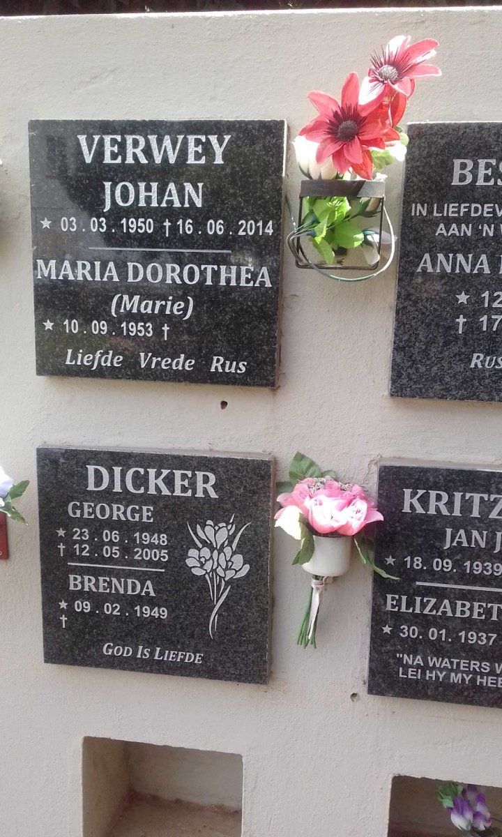 DICKER George 1948-2005 &amp; Brenda 1949-