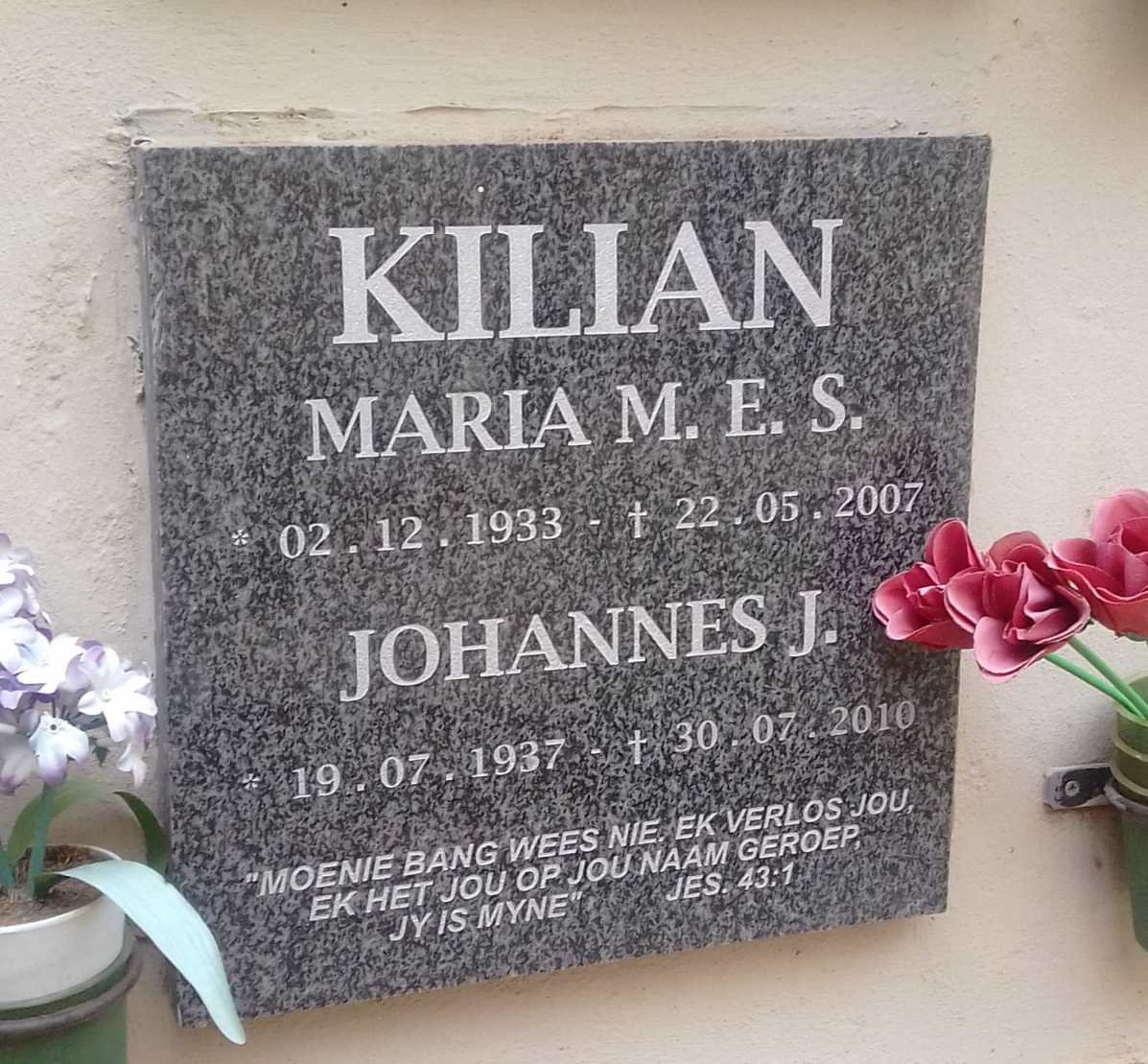 KILIAN Johannes J. 1937-2010 &amp; Maria M.E.S. 1933-2007