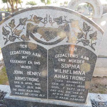 ARMSTRONG John Henry 1882-1956 & Sophia Wilhelmina BRUMMER 1886-1972