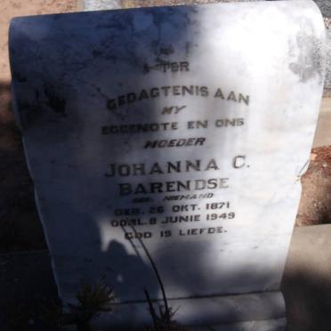 BARENDSE Johanna C. nee NIEMAND 1871-1949