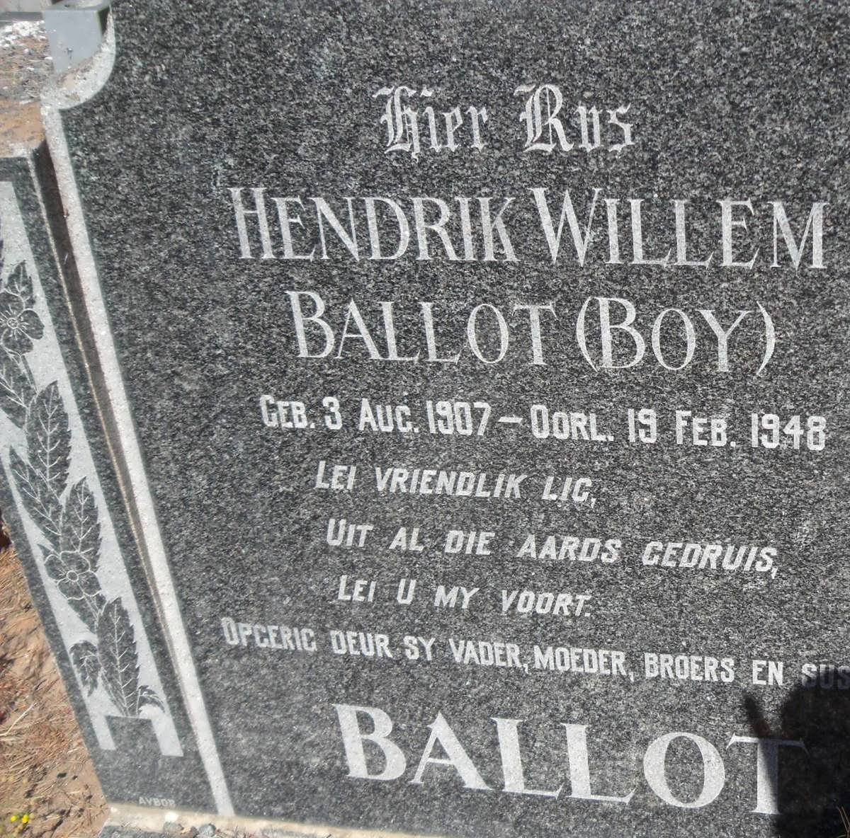 BALLOT Hendrik Willem 1907-1948