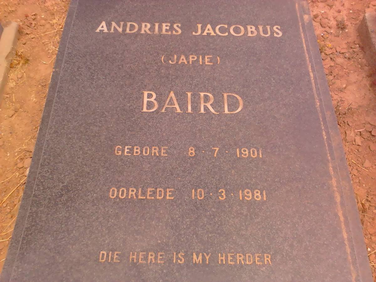 BAIRD Andries Jacobus 1901-1981