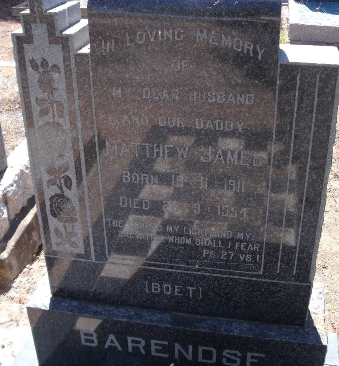 BARENDSE Matthew James 1911-1954