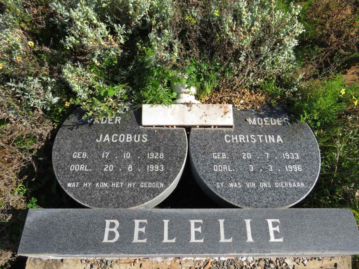 BELELIE Jacobus 1928-1993 & Christina 1933-1996