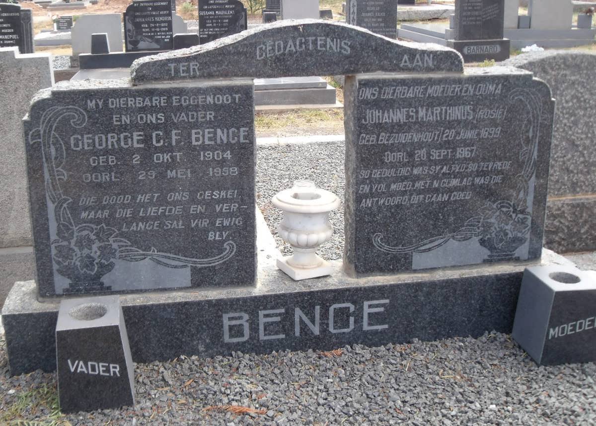 BENCE George C.F. 1904-1958 &amp; Johannes Marthinus BEZUIDENHOUT 1899-1967