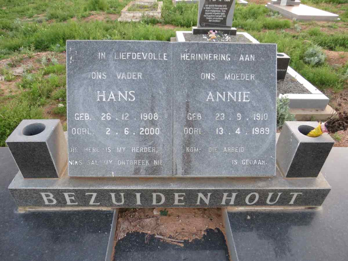 BEZUIDENHOUT Hans 1908-2000 & Annie 1910-1989