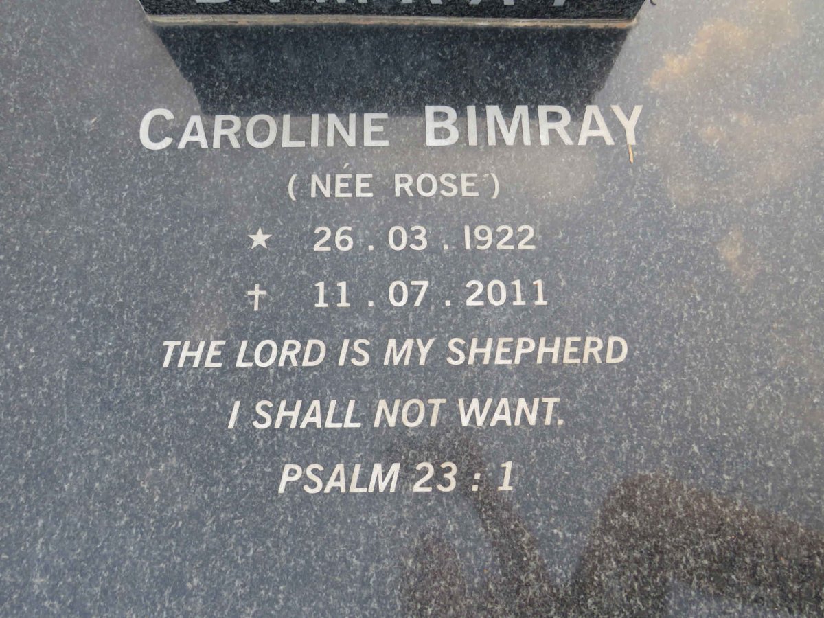 BIMRAY Caroline nee ROSE 1922-2011