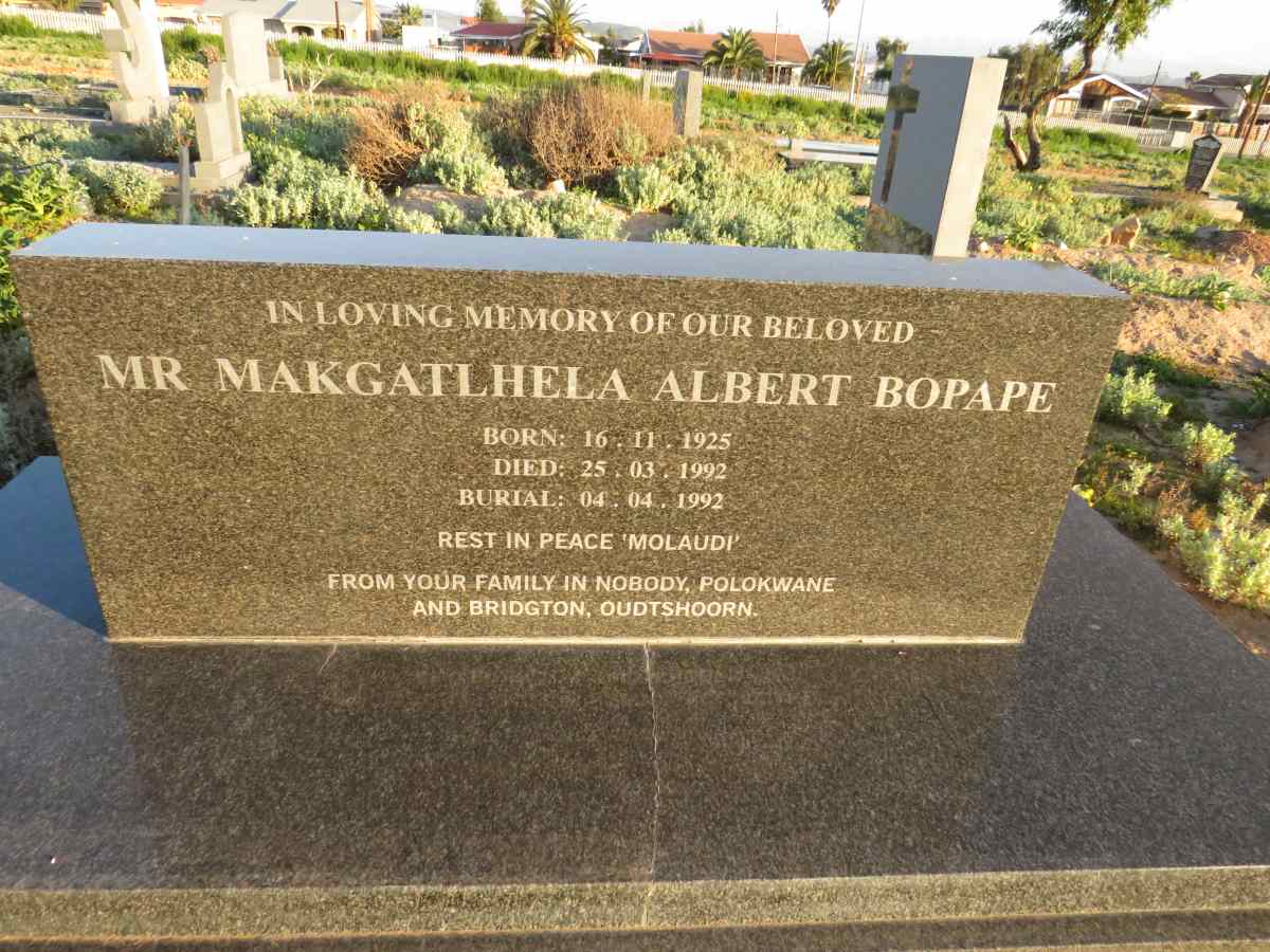 BOPAPE Makgatlhela Albert 1925-1992
