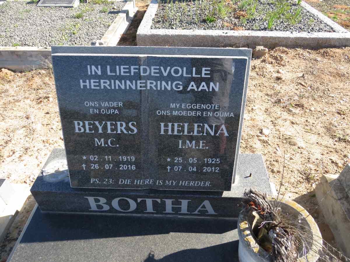 BOTHA Beyers M.C. 1919-2016 & Helena I.M.E. 1925-2012