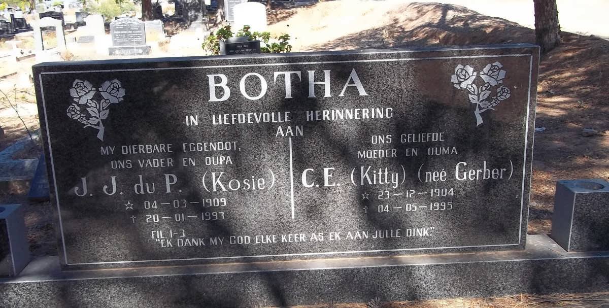 BOTHA J.J. Du P. 1909-1993 &amp; C.E. GERBER 1904-1995