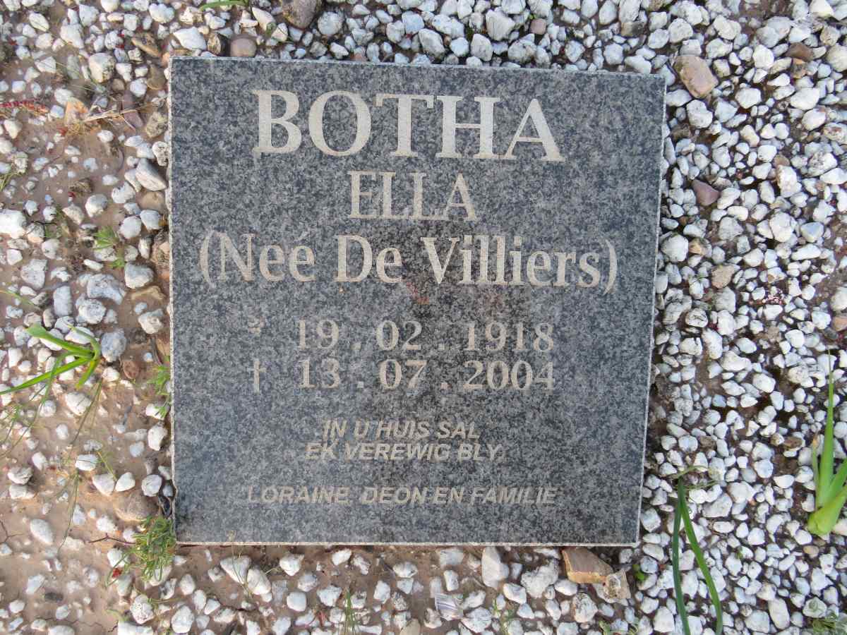 BOTHA Ella nee DE VILLIERS 1918-2004