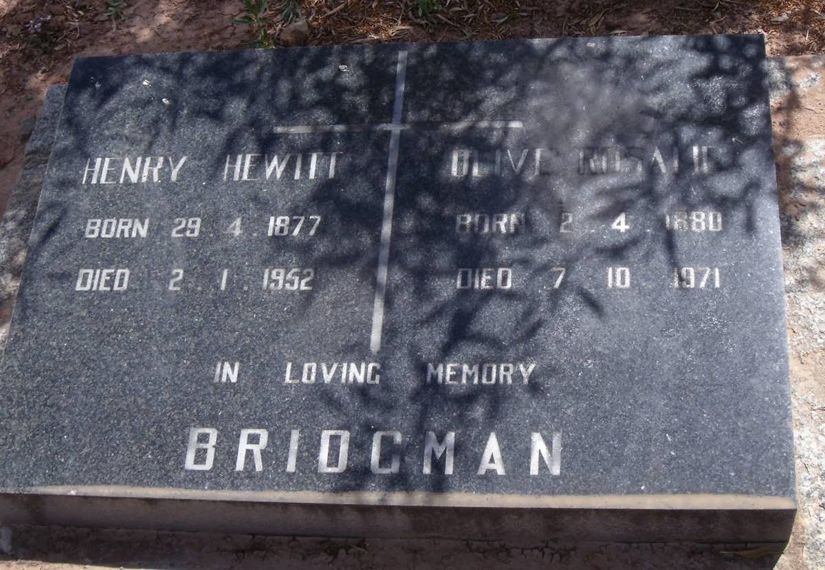 BRIDGMAN Henry Hewitt 1877-1952 &amp; Olive Rosalie 1880-1971