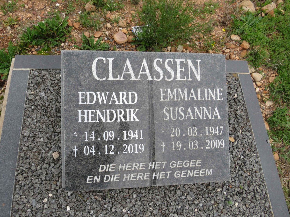CLAASSEN Edward Hendrik 1941-2019 & Emmaline Susanna 1947-2009