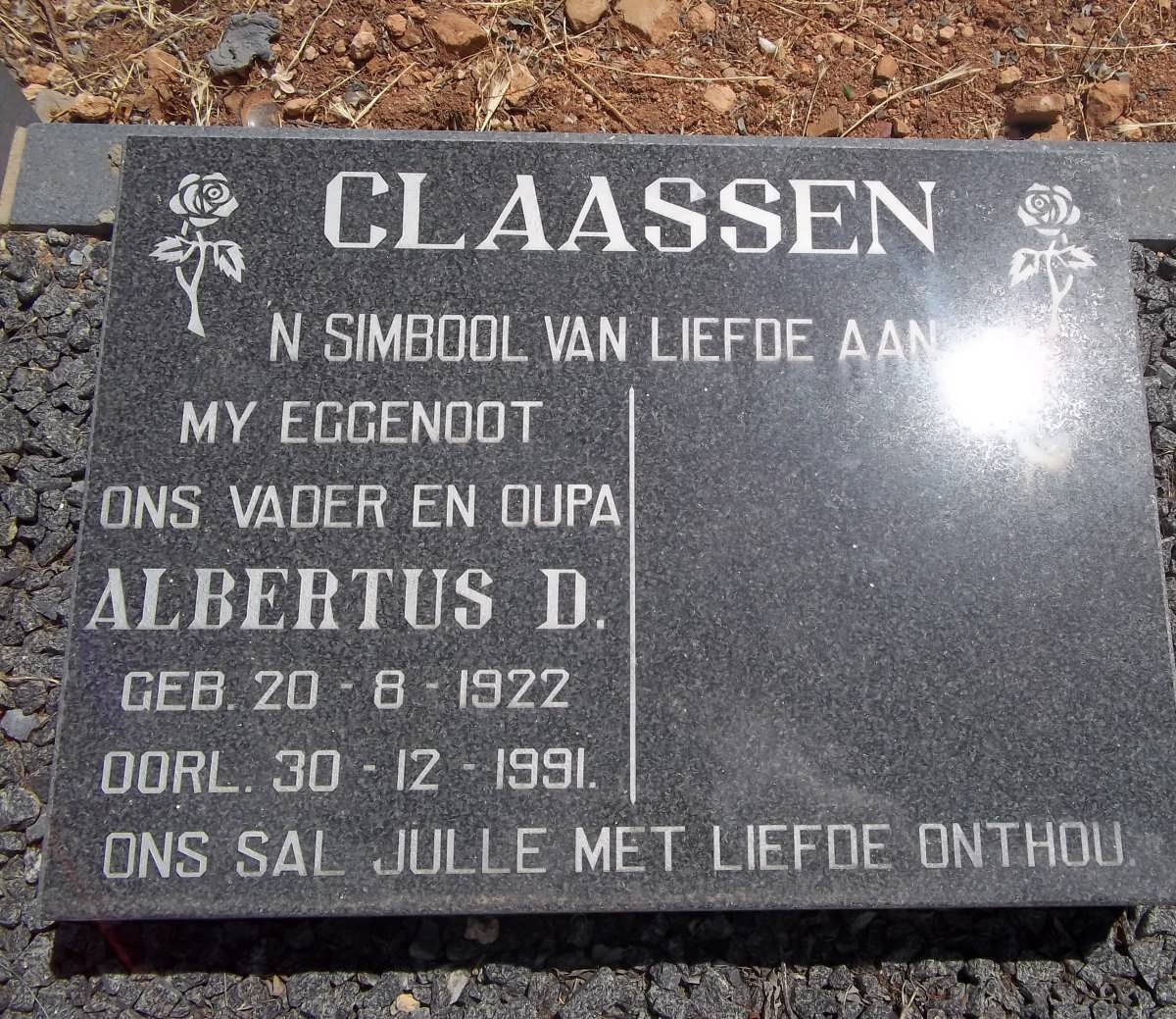 CLAASSEN Albertus D. 1922-1991