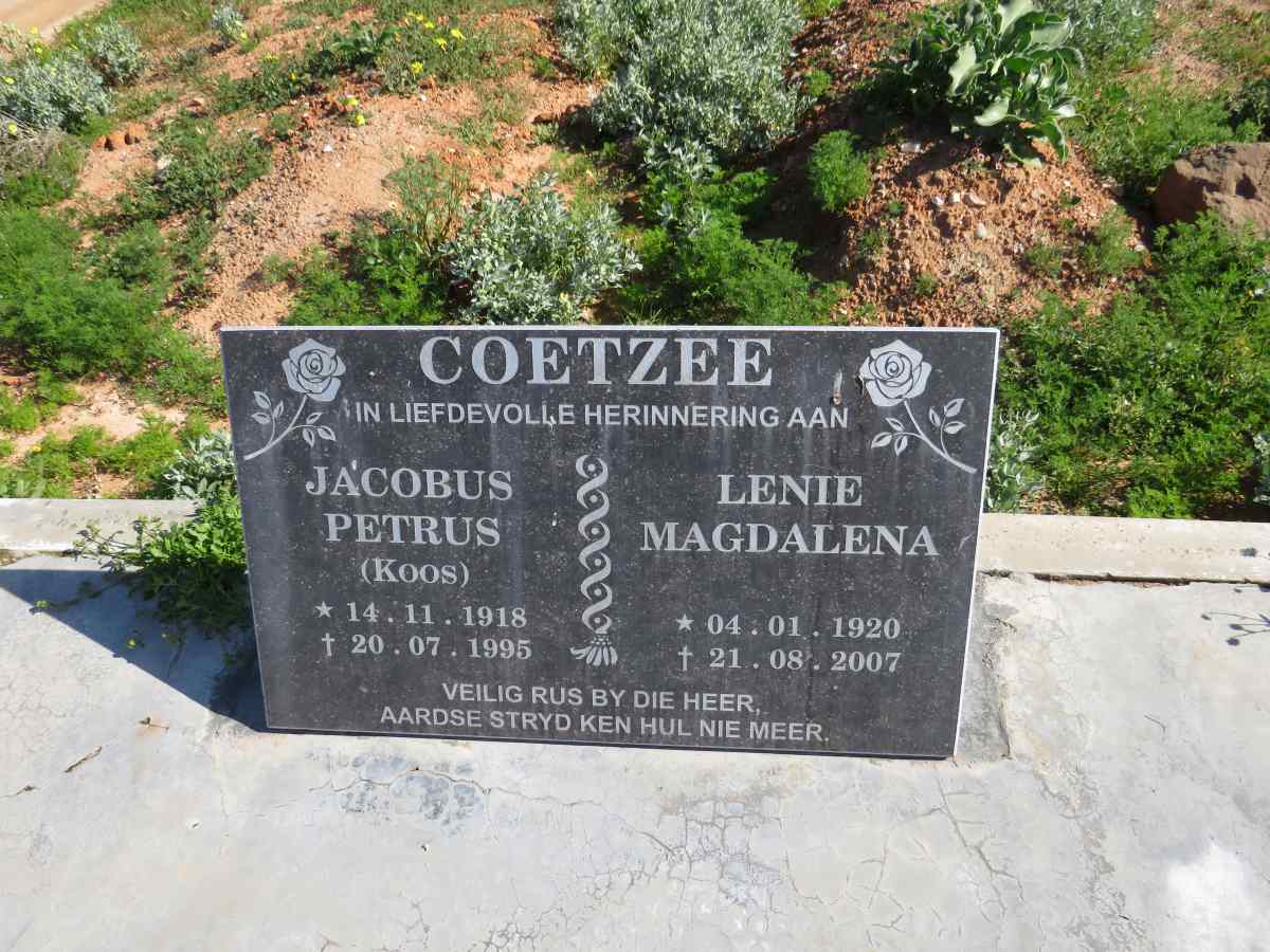 COETZEE Jacobus Petrus 1918-1995 & Lenie Magdalena 1920-2007
