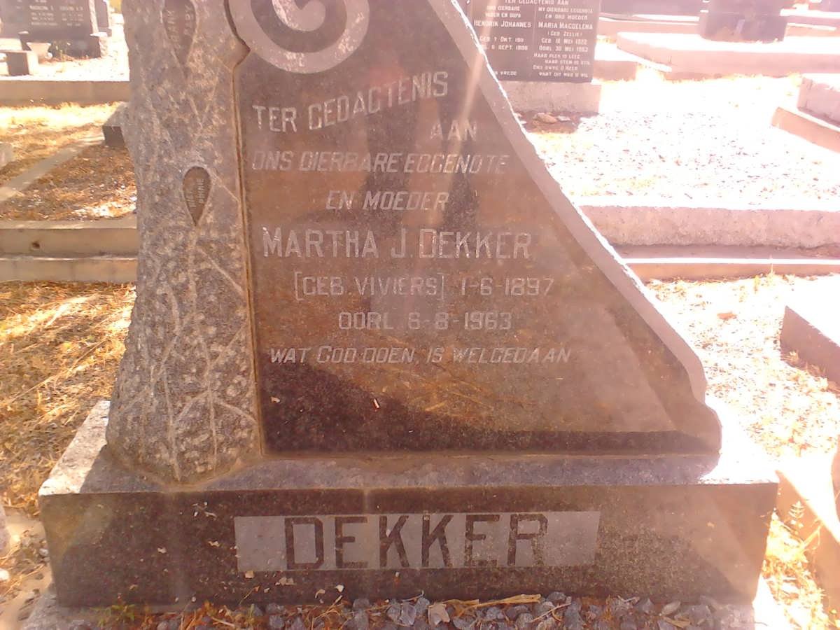 DEKKER Martha J. nee VIVIERS 1897-1963