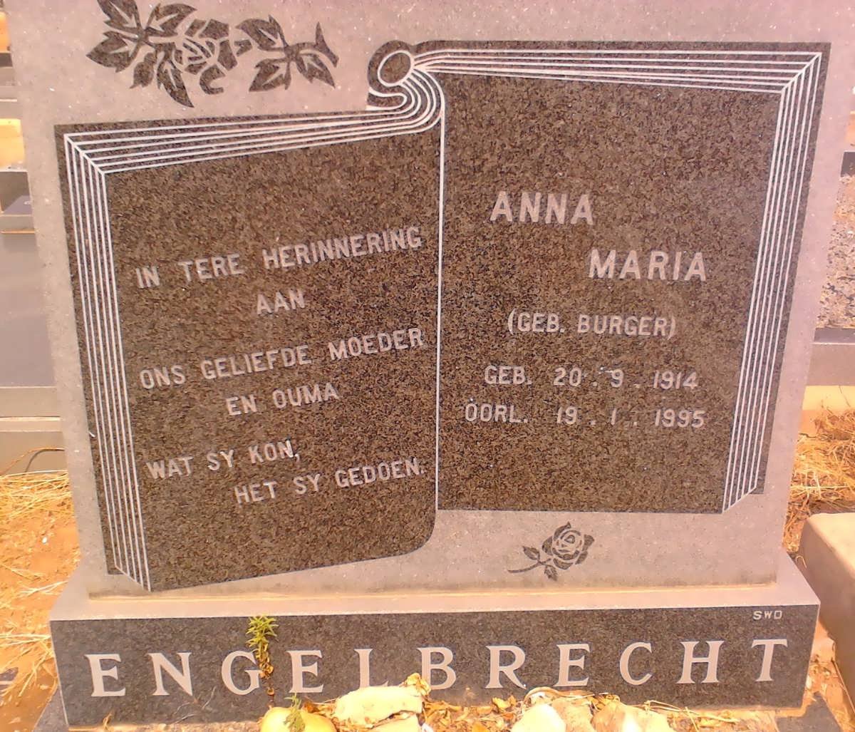 ENGELBRECHT Anna Maria nee BURGER 1914-1995
