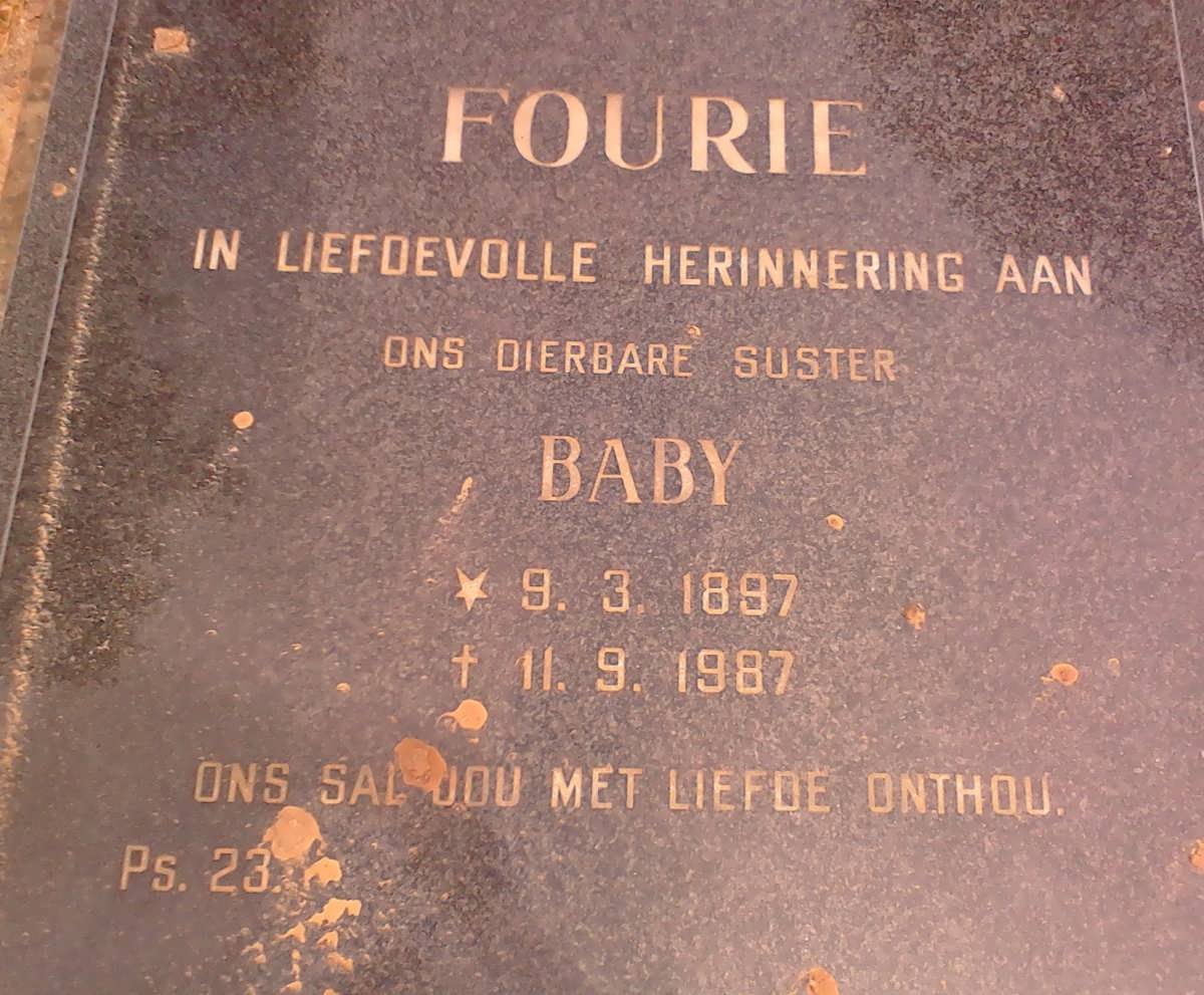 FOURIE Baby 1897-1987